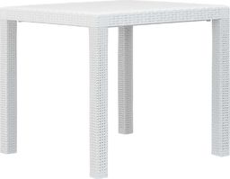  vidaXL stolik ogrodowy, 79x79x72cm, plastik o wyglądzie rattanu, biały (45601)