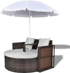  vidaXL rattanowa sofa z parasolem brązowa (40734)