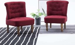  vidaXL Krzesła w stylu francuskim, 2 szt., czerwone wino, tkanina