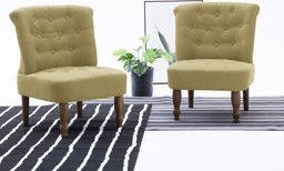  vidaXL Krzesło w stylu francuskim, zielone, materiałowe