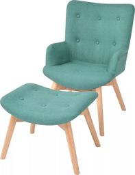  vidaXL Fotel z podnóżkiem, zielony, tkanina