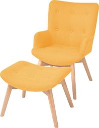  vidaXL Fotel z podnóżkiem, żółty, tkanina