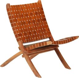  vidaXL Krzesło składane, brązowe, skóra naturalna
