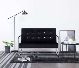  vidaXL 2-osobowa sofa z podłokietnikami, czarna, chrom i aksamit