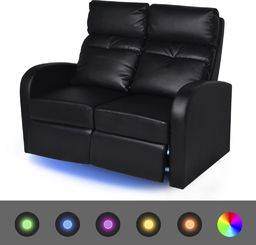  vidaXL Fotele kinowe 2 osobowe, czarna, sztuczna skóra
