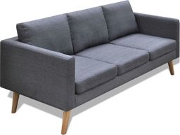  vidaXL Sofa 3-osobowa, materiałowa, ciemnoszara