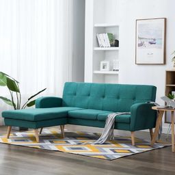  vidaXL Sofa z leżanką, obita tkaniną, 186 x 136 x 79 cm, zielona