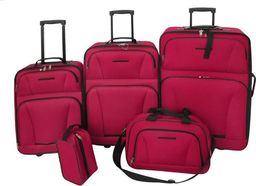  vidaXL Zestaw walizek podróżnych, 5 elementów, kolor czerwony