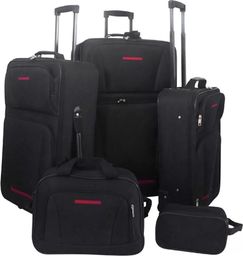  vidaXL Zestaw walizek podróżnych, 5 elementów, kolor czarny