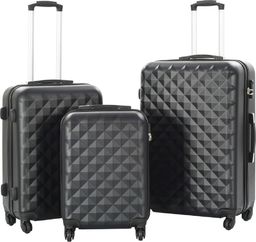  vidaXL Zestaw twardych walizek, 3 szt., czarny, ABS