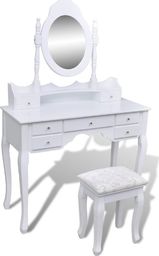  vidaXL Toaletka z lustrem i stołkiem, 7 szuflad, biała