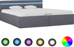  vidaXL Rama łóżka, podnośnik i LED, ciemnoszara, tkanina, 180 x 200 cm