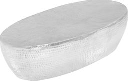  vidaXL Stolik do kawy z młotkowanego aluminium, 100x50x28 cm, srebrny