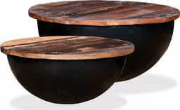  vidaXL Stoliki kawowe, 2 szt., drewno z odzysku, czarne, kształt misy