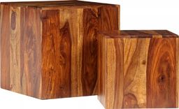  vidaXL Zestaw dwóch stolików kawowych z drewna sheesham, 40x40x40 cm