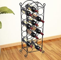  vidaXL Metalowy stojak na 21 butelek wina