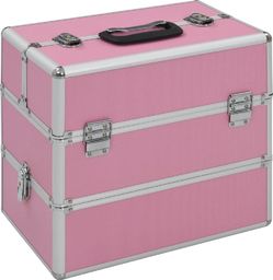  vidaXL Kuferek na kosmetyki, 37 x 24 x 35 cm, różowy, aluminiowy