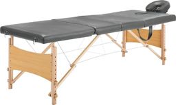  vidaXL Stół do masażu z 4 strefami, drewniana rama, antracyt, 186x68cm
