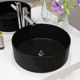 Umywalka vidaXL Umywalka ceramiczna okrągła 40x15cm czarna