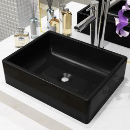 Umywalka vidaXL Umywalka ceramiczna prostokątna 41x30x12cm czarna