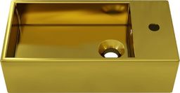 Umywalka vidaXL Umywalka z przelewem, 49x25x15cm, ceramiczna, złota (143492)