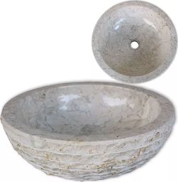 Umywalka vidaXL Umywalka marmurowa, 40 cm, kremowa