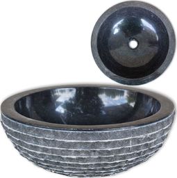 Umywalka vidaXL Umywalka marmurowa, 40 cm, czarny