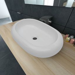 Umywalka vidaXL Luksusowa ceramiczna umywalka, owalna, biała, 63 x 42 cm