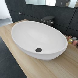 Umywalka vidaXL Luksusowa ceramiczna umywalka, owalna, biała, 40 x 33 cm