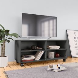vidaXL Szafka telewizyjna z kółkami, szara, 90x35x35 cm, płyta wiórowa