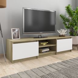 vidaXL Szafka TV, biel i dąb sonoma, 140x40x35,5 cm, płyta wiórowa
