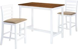  vidaXL Stół barowy i 2 krzesła, lite drewno, kolor brązowy i biały