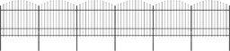  vidaXL Panele ogrodzeniowe z grotami, stal, (1,5-1,75)x10,2 m, czarne