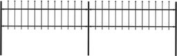 vidaXL Ogrodzenie z prętów z grotami, stalowe, 3,4 x 0,6 m, czarne