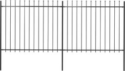  vidaXL Ogrodzenie z prętów z grotami, stalowe, 3,4 x 1,5 m, czarne