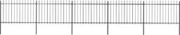  vidaXL Ogrodzenie z prętów z grotami, stalowe, 8,5 x 1,2 m, czarne