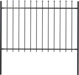  vidaXL Panele ogrodzeniowe z grotami, stal, 1,7 x 1,2 m, czarne