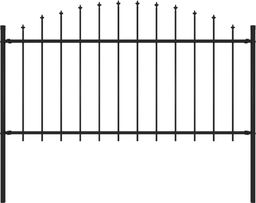 vidaXL Panel ogrodzeniowy z grotami, stal, (1,25-1,5) x 1,7 m, czarny