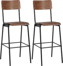  vidaXL Krzesła barowe, 2 szt., brązowe, sklejka i stal