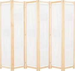 vidaXL Parawan 6-panelowy, kremowy, 240 x 170 x 4 cm, tkanina