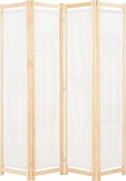 vidaXL Parawan 4-panelowy, kremowy, 160x170x4 cm, tkanina