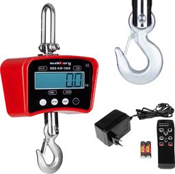 Steinberg Waga hakowa podwieszana z pilotem do 1 tony 1T LCD czerwona Waga hakowa rolnicza SBS-KW-1000R LCD do 1 Tony