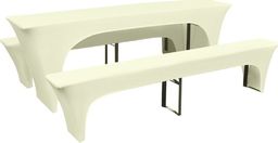  vidaXL 3 elastyczne pokrowce na stół piwny i ławki w kolorze kremowym