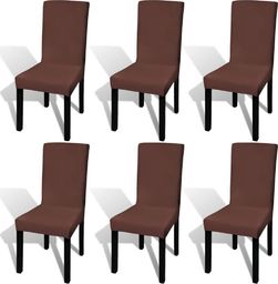  vidaXL Elastyczne pokrowce na krzesła, 6 szt., brązowe