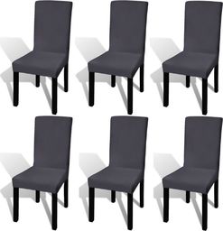  vidaXL Elastyczne pokrowce na krzesła w prostym stylu, 6 szt., antracyt