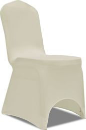  vidaXL Naciągany pokrowiec na krzesło - kremowy - 50 szt.
