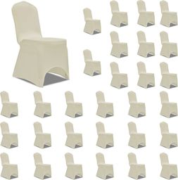  vidaXL Elastyczne pokrowce na krzesła, kremowe, 30 szt.