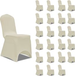  vidaXL Elastyczne pokrowce na krzesła, kremowe, 24 szt.