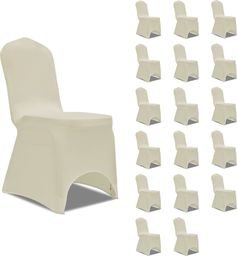  vidaXL Elastyczne pokrowce na krzesła, kremowe, 18 szt.