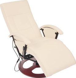  vidaXL Fotel masujący, biały, sztuczna skóra